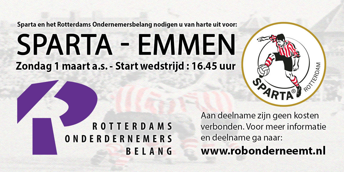 Ga mee met het ROB naar Sparta - Emmen op zondag 1 maart 2020